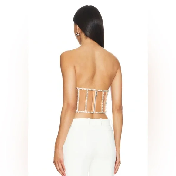 New NWT South Beach Corset in Tan Camila Coelho embellished straplesss